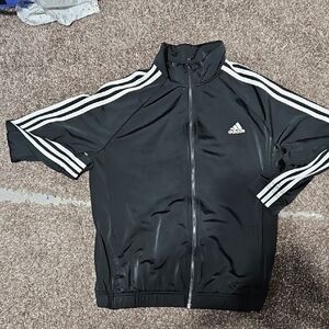Adidas Men's Black and White Track Jacket